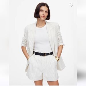 NWOT Madewell Womwn's Pleated Trouser Shorts in Pinstripe Linen Blend Sz 8 $88